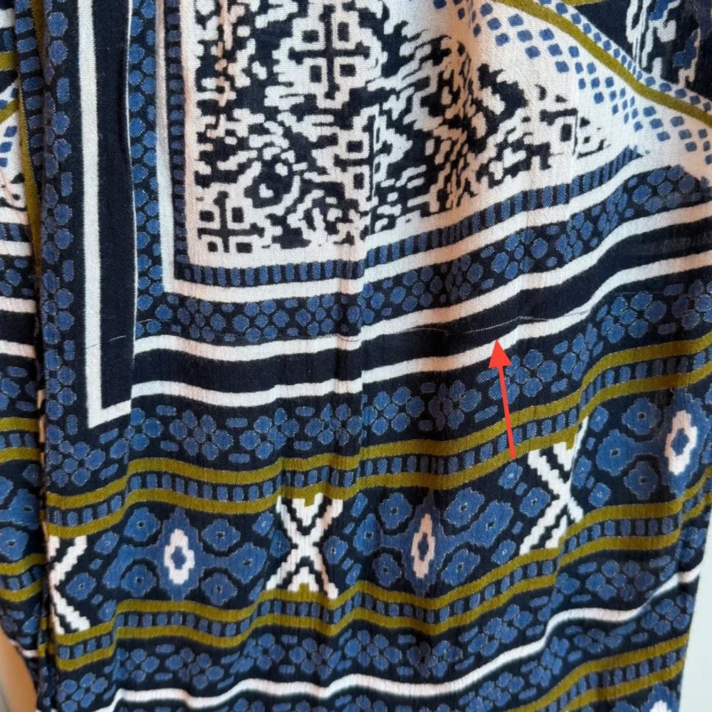 Raga Wide Leg Pants Women XS Blue White Flowy Boho Elastic Waist Palazzo Pant